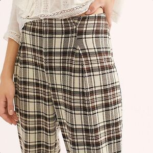 Free People Plaid Cropped Trousers